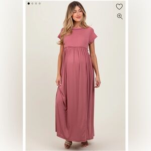 NEW WITH TAGS - Mauve Short Sleeve Pocketed Maternity Maxi Dress